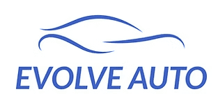The logo for Evolve Auto, which contains blue text "Evolve Auto" and a minimalist car design above the text