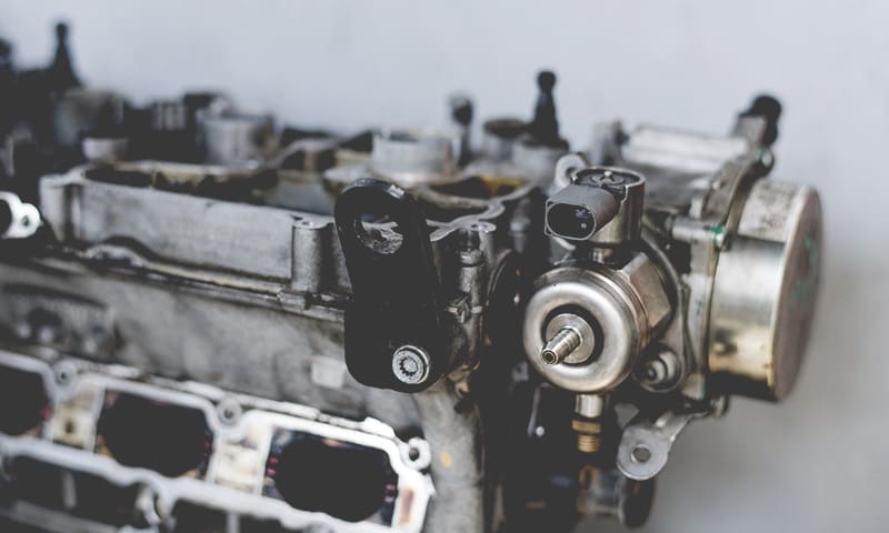 Close-up of an engine cylinder head