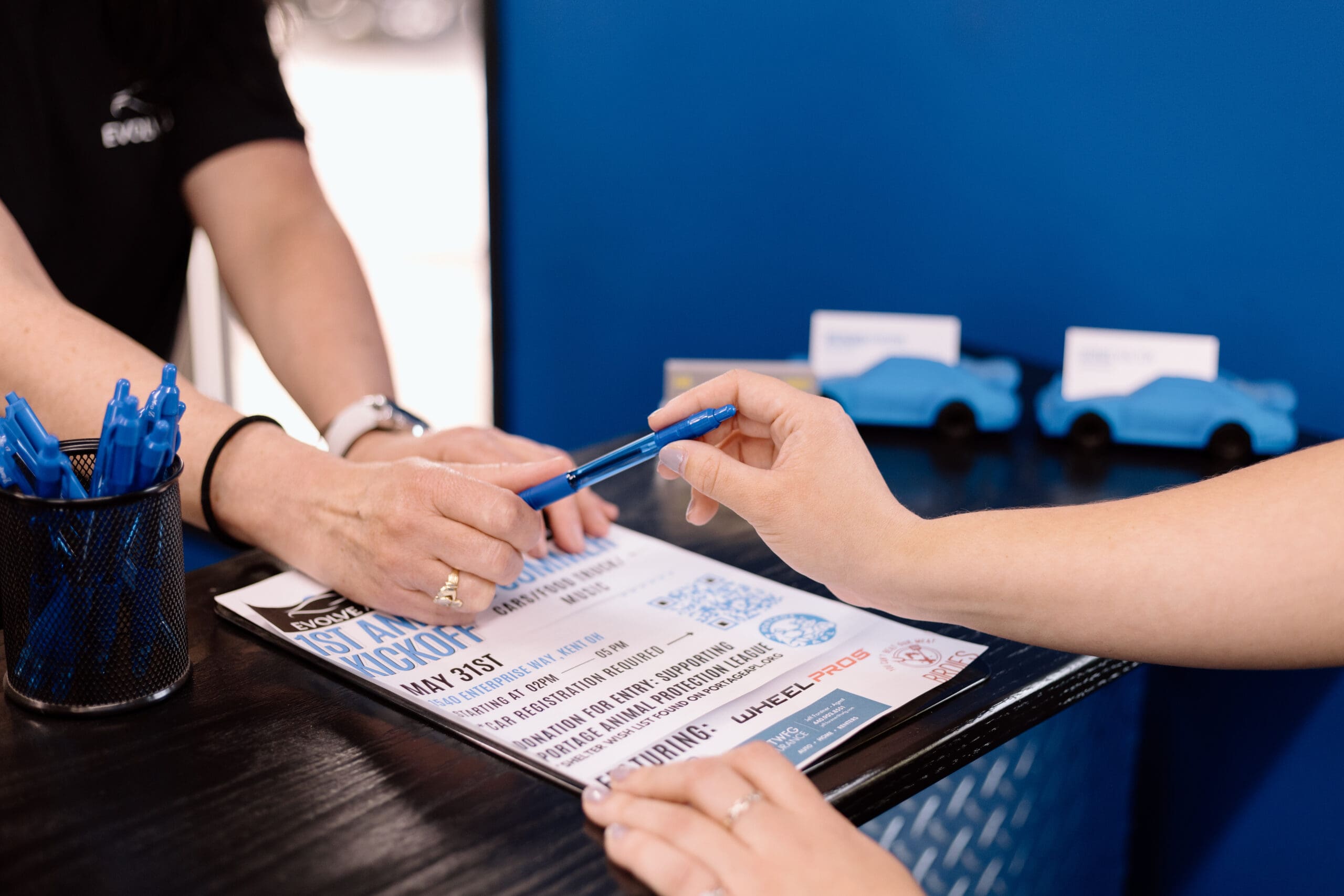 A customer receiving information about OEM repairs